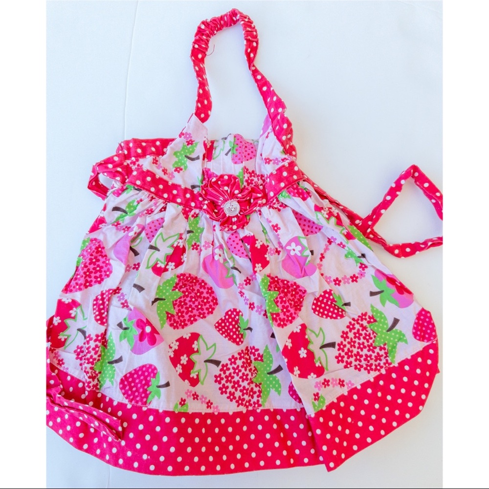 Young Hearts 12 months Strawberry Print Halter style dress